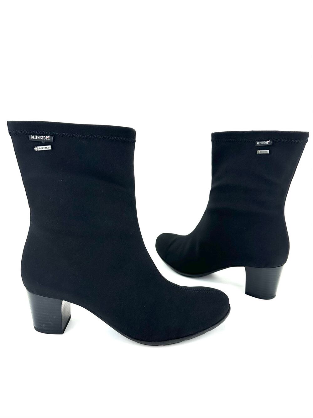 Mephisto Lucilla Gore-Tex Waterproof Boot Sz 9 Black Stretch Fabric Rain Bootie